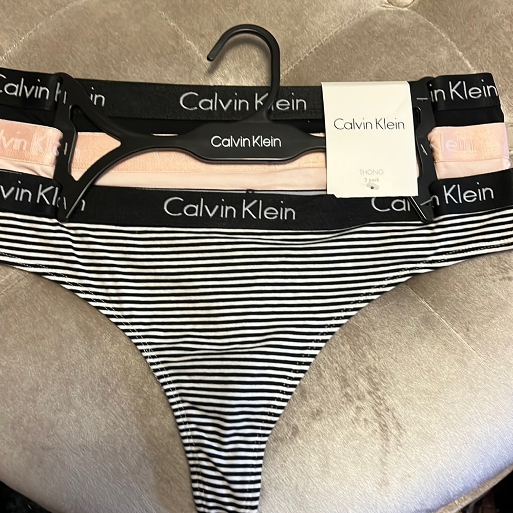 Calvin Klein three pack cotton thong panties, new